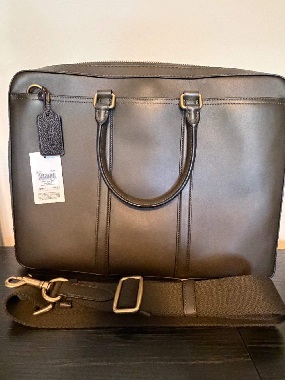 Coach Metropolitan Slim Brief in Olive Leather – NWT & Pristine!